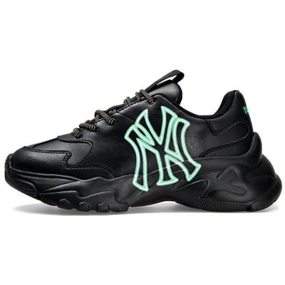 MLB Big Ball Chunky A Cuir Néon Mode Sport Antidérapant Résistant à l'Usure Basse Dad Shoes Baskets Unisexe Noir 3ASHBCN3N-50BKS 36.5 black