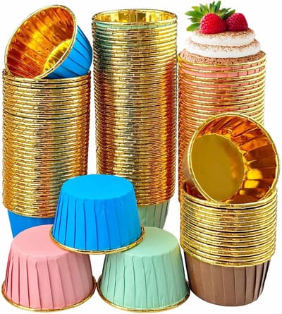 SnelShoppen - 200 Stuks Muffin Cupcake Mallen in 4 Kleuren voor Feesten, Verjaardagen, Bruiloften, Kerst en Jubilea, Flexibele Bakvormen, Ideaal voor