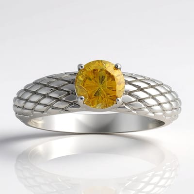 Cavill - Zilveren ring - 925 Sterling Zilver Gerhodineerd - Spaanse Ronde Sphaleriet 0,927 ct - Elegante Gele Edelsteen Ring Modern Design