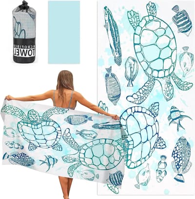 Grote Sneldrogende Strandhanddoek van Microvezel, 80x160cm, Ideaal voor Zwemmen, Yoga en Reizen, Inclusief Opbergtas