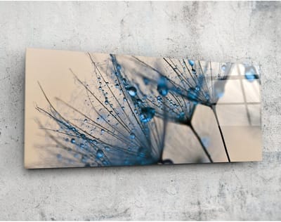Panorama Glasschilderij - Paardenbloemen - Foto print op glas - 92 x 36 cm