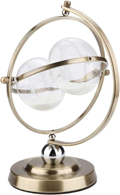 Vintage Zandloper met Rotatie, 1 Uur Timer van Metaal voor Decoratie en Tijdbeheer
