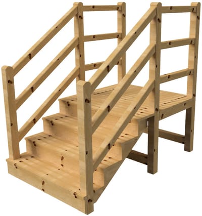 MILANO buitentrap 4 gesloten treden H71 cm - bordes L116 x B120 cm - trapleuning links en rechts - bordesleuning links en rechts
