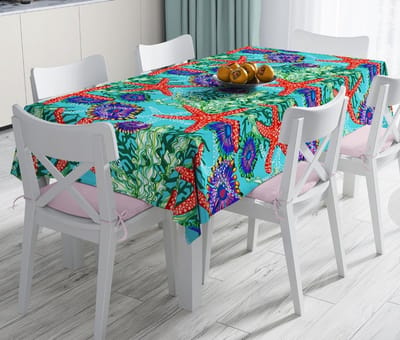 Tafelkleed 135x220 Bedrukt Velvet Textiel - Zeester en Koraal - Tafelkleden - Tafellaken