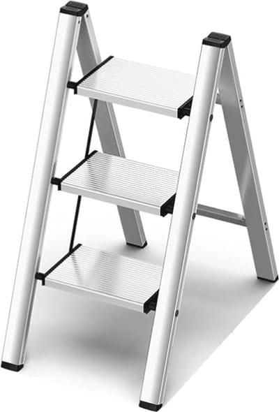 Opklapbare 3-traps Aluminium Ladder - Lichtgewicht en Ruimtebesparend voor Thuisgebruik