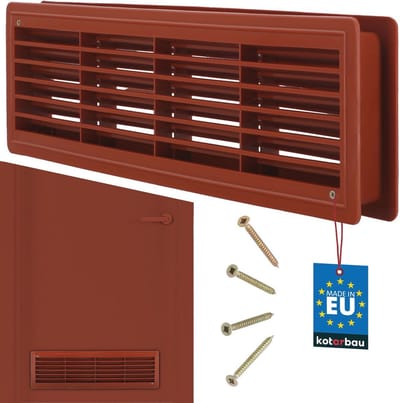 Ventilatierooster 13,5 x 48,8 cm voor Deurventilatie - Kunststof Rooster - Vierkant Design