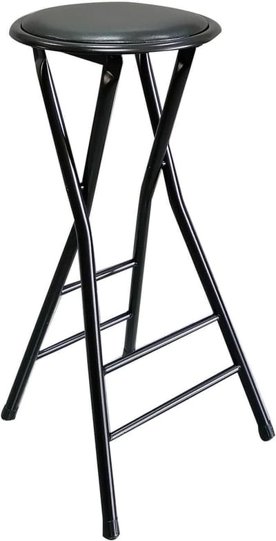 Opvouwbare barkruk - Zitje met rugleuning - Extra zitplaatsen creëren - Stevige dubbele stang - 24/28 inch hoog - Zwart