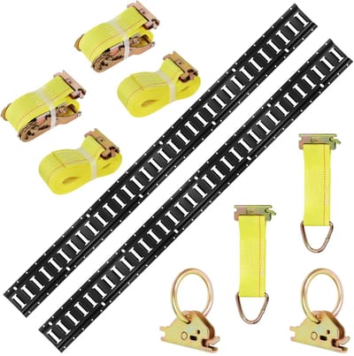 Dailygoods- Tie Down Rail 3FT Heavy Duty - E-Track Beveiligingssysteem - Koolstofstaal - 1000 lbs Draagvermogen - Inclusief O-Ring Ankers - Touw Tie-Downs - Ladingbeveiligingssysteem