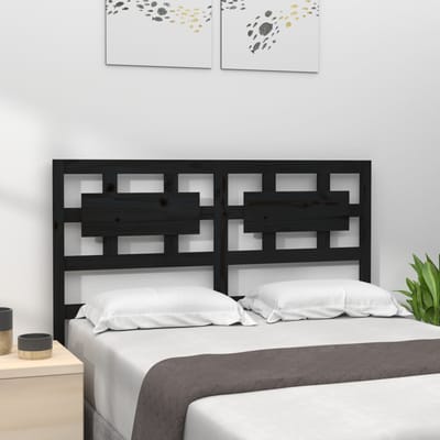vidaXL - Hoofdbord - 125,5x4x100 - cm - massief - grenenhout - zwart