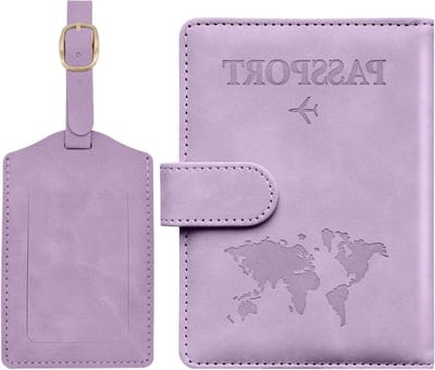 Multifunctionele RFID Beschermhoes voor Paspoort, Anti-Magnetisch en Blokkerend, Ideaal voor Reizen, Modern Design, 11cm x 15cm x 1.8cm, B-Purple
