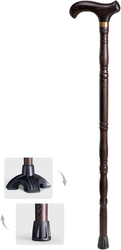 Wandelstok Hout - Steun stok - Ondersteuning Lopen - Massief Mahonie - 85 cm - Donkerbruin