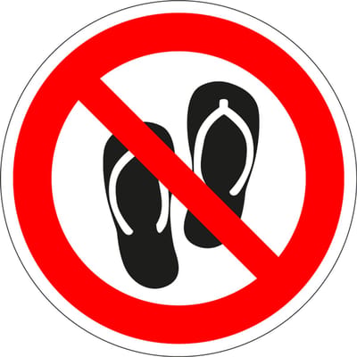 Slippers dragen verboden sticker 150 mm