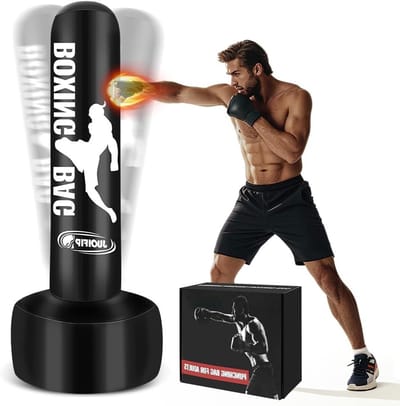 Dailygoods - Bokszak voor volwassenen, 180 cm, opblaasbare bokszak, staand, vrijstaand, kickbokszakken, uitrusting voor training, MMA, Muay Thai, fitness