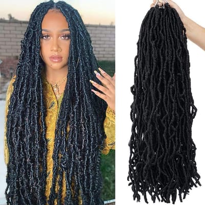 Gehaakt Krullend Golvend Synthetisch Haar 6 Stuks - Zachte Faux Locs voor Zwarte Vrouwen, 61 cm (1B)