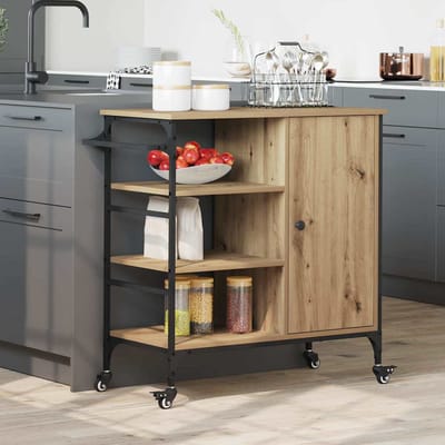 vidaXL - Keuken - Trolley - Artisan - Eiken - 87.5 - x - 39 - x - 84.5 - cm - Bewerkt - hout