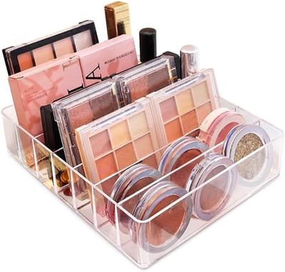 Make-uptafel-organizer - 7 sleuven - acryl - make-up-palletshouder - make-up-opslag - voor slaapkamer - kaptafel - kast nagellak opbergen