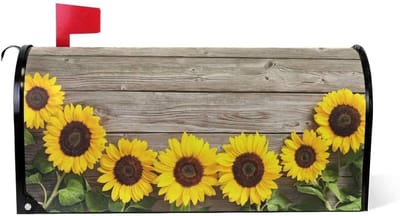 Brievenbus Cover - Mail Wrap - Tuin Decoratie - Magnetische Sluiting - 49.8x54.5cm - Zonnebloemen