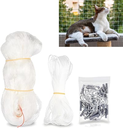 Dailygoods - Kattennet voor balkon, 3 x 10 m kattennet, verdikt kattennet, transparant huisdiernet, beetbestendig en verouderingsbestendig, geschikt voor balkons, ramen, tuinen, terrassen, vijvernet