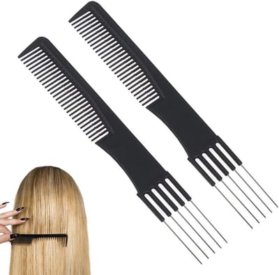 2x Dubbelzijdige Kam met Fijne Tanden en Vork: Professioneel Kapsel Styling Gereedschap