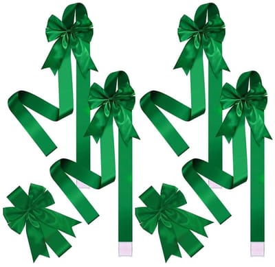 Dailygoods- Kerststrikken Set van 6 - Decoratieve Strikken - Glanzende Deurlinten - Voor Kasten/Kransen - Polyester - 20 cm x 20 cm - Decoratieband