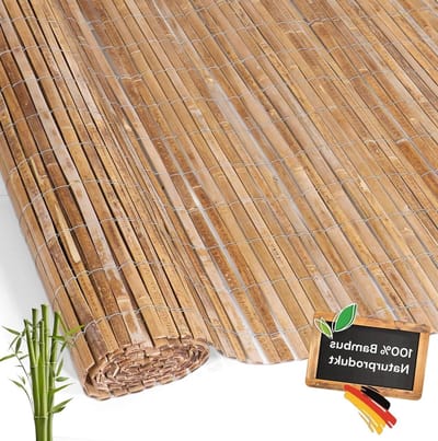 Bamboemat - Inkijkbescherming Zichtwering - Balkon Terras Tuin - Gecarboniseerd Natuurlijk - 190 x 500 cm - Natuurlijk