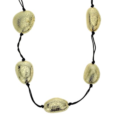 Behave Ketting zwart met goudkleurige kralen – 70 cm