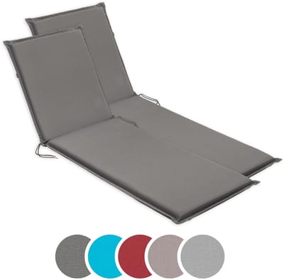 sleepling 190 x 58 cm ligbedkussen | set van 2 | kussen voor tuinligbed | met bevestigingsbanden | Made in EU | afneembare hoes van polyester, wasbaar op 30 graden | antracietgrijs