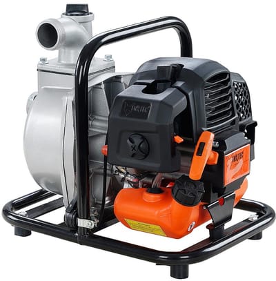 FUXTEC FX-WP143 Benzine Waterpomp – 8.000 l/u – Max. opvoerhoogte 30 m – Draagbare Tuinpomp & Vijverpomp – 2-takt