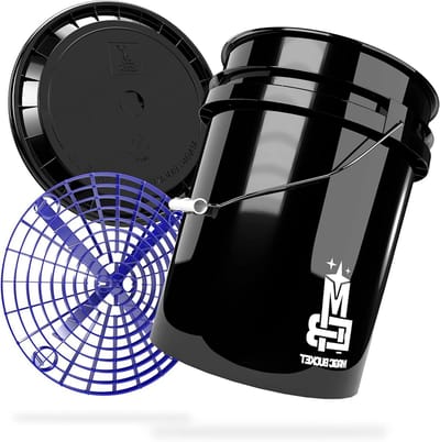 Wasemmer Set - Reinigingsemmer - Auto Poetsen - Met Grit Guard - 20 Liter - Zwart Blauw