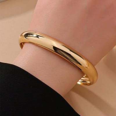 Gouden Eenvoudige Cirkel, Groot, Middel en Klein, Gepersonaliseerde Brede Armband, Gestapelde Modezin Overdreven Armband Dezelfde Armband voor Mannen en Vrouwen 10MM
