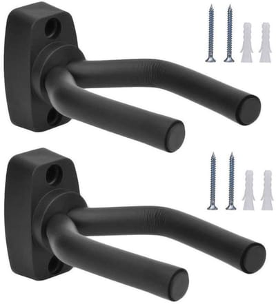 2 stuks - Wandbevestiging - Wandrek voor gitaren - Geschikt voor gitaren, violen, ukeleles en basgitaren - Metalen haken - Displaystandaardbeugel - Ruimtebesparend - Opbergruimte voor instrumenten - Zwart