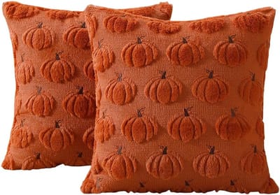 Kussenhoezen - Halloween Pompoen Kussenslopen - 2 Stuks - 45×45 cm - Pompoen Kussenhoezen - Herfst Sierkussenslopen - Voor Binnen, Huis, Slaapkamer, Bank Decoratie - Bruin