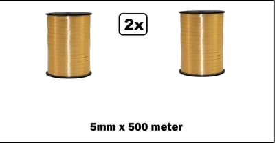 2x Krullint goud 5mm x 500meter krul lint kerst thema feest decoratie kado kado gold verjaardag