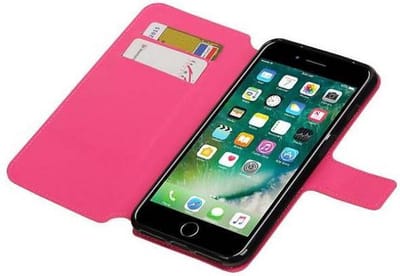 Cross Pattern TPU Bookstyle Hoesje - Wallet Case Telefoonhoesje - Geschikt voor iPhone 7 Plus / 8 Plus Roze