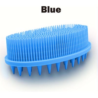 Brosse de Bain Multifonctionnelle 2-en-1 en Silicone, Outil de Bain, Brosse pour Laver les Cheveux, Brosse de Bain, Brosse de Massage pour la Tête, Brosse de Bain Double Face pour Nettoyer le Corps bleu