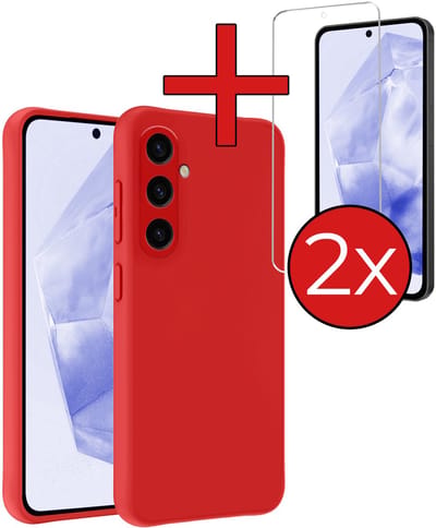 Hoesje - Met 2x Screenprotector - Geschikt voor Samsung Galaxy A36 - Sterk & Shockproof - Telefoon Hoes - Back Cover - Siliconen Case - Telefoonhoes - Rood