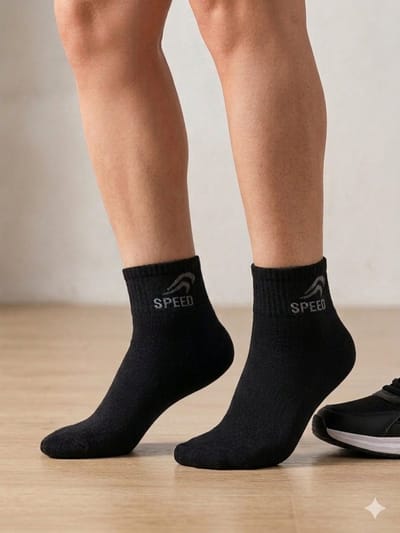 DONEX® quarter Sneakersokken – 6 Paar - Katoen - Speed - Zwart - Maat 39-42