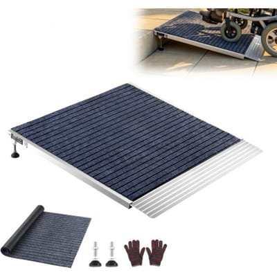 VEVOR Drempelhelling 915x915mm, 317,5kg Zware rolstoelhelling met verstelbare hoogte, antislip aluminium helling, stabiele helling voor rolstoelen, scootmobielen, deurdrempels, stoepranden en trappen.
