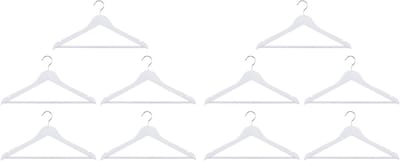Alpina Witte Kledinghangers Hout Set 10 Stuks – Kleerhangers voor Brede Schouders - Kledinghanger met Draaibare Haak - Kleding Hangers met Anti‑Slip wit met Broeklat