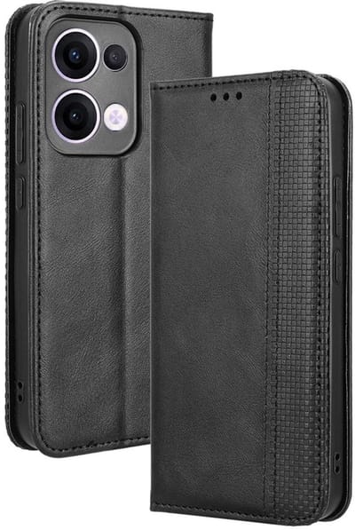 Coverup Hoesje - Geschikt voor OPPO Reno13 5G Hoesje - Coverup Vintage Style Book Case - Zwart