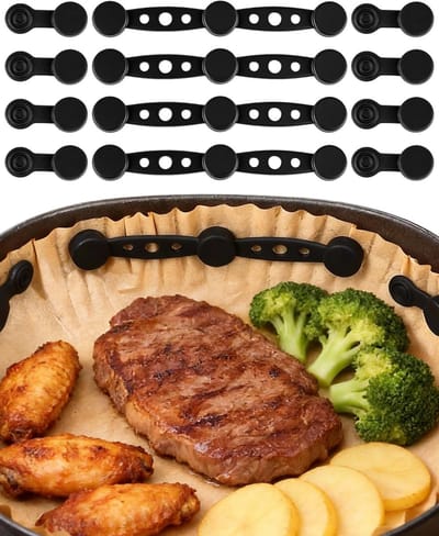 Siliconen Magneten Set voor Airfryer - 12 Stuks - Hittebestendige Accessoires voor Bakpapier en Koken - Voorkomt Verbranden en Maakt Koken Gemakkelijker