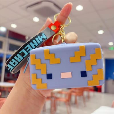 Minecraft PVC Sleutelhanger Kinderen Silicone Tas Wissel Opbergtas Sleutelhanger orange