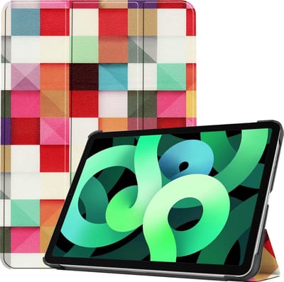 Hoes - Geschikt voor Apple iPad Air 4 (2020) - 10.9 inch - 4e Generatie - Dun & Stevig - Trifold Bookcase - Hard Cover - Hardcover Book Case - Tablet Hoesje - Blokken