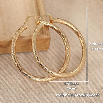 Metal Gold Color Carving Pattern Hoop Earrings for Women Classic Party Earrings Jewelry goud