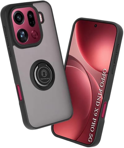 Hoesje geschikt voor Oppo Find X9 Pro - Techsuit Glinth Back Cover met ring en magneet - Zwart