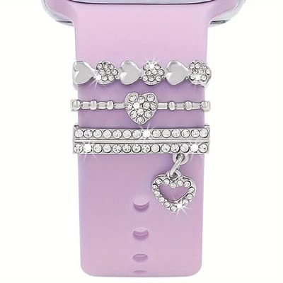 Jambo® Horloge Sieraad - Charms - Hart - Diamantjes - Zilver