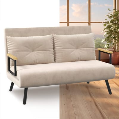 Slaapstoel - Uitklapbaar - Slaapbank - Logeerbed - Zetelbed - Slaapfauteuil - Vouwbed - 2 persoons - Zeer comfortabel - Beige