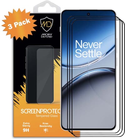 3-Pack MobyDefend Screenprotectors - Geschikt voor OnePlus Nord 4 - Screensaver Met Zwarte Randen - Gehard Glas