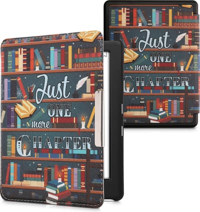 kwmobile e-reader hoesje geschikt voor Kobo Glo HD / Touch 2.0 hoes - E reader flip case met magnetische sluiting - Ereader cover - bibliotheek design in meerkleurig