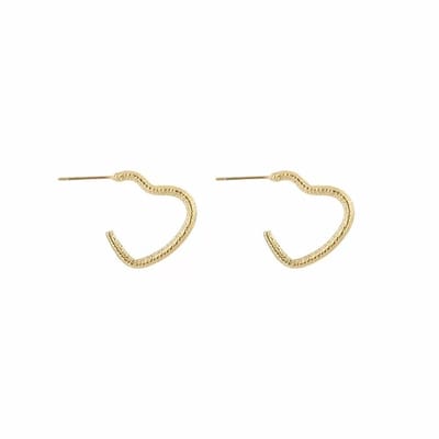 Bijoutheek Oorknoppen bewerkt hart (2cm) Goud